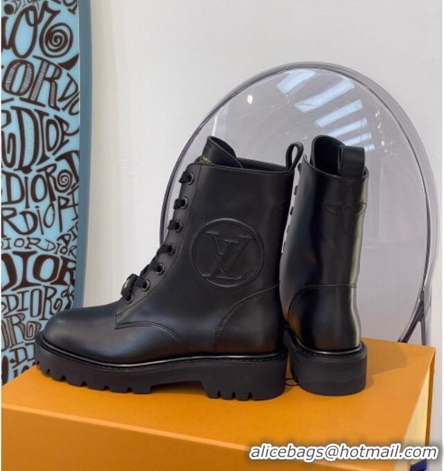 Top Quality Louis Vuitton Territory Flat Range Calfskin Short Boots 091831 All Black 2021