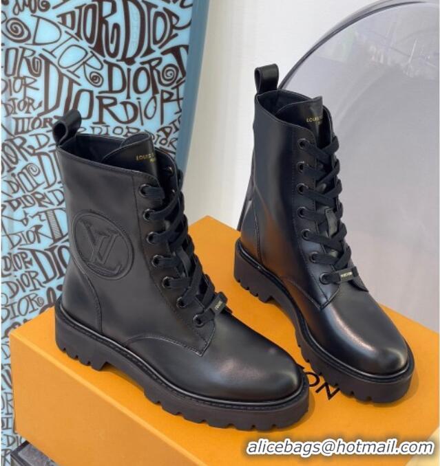 Top Quality Louis Vuitton Territory Flat Range Calfskin Short Boots 091831 All Black 2021