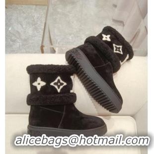 Super Quality Louis Vuitton Suede Wool Boots LVB2301 Black 2021 