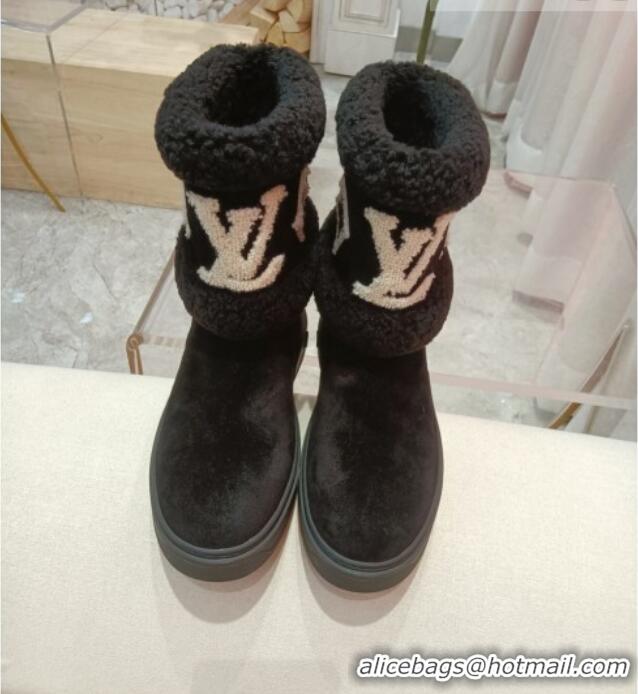 Super Quality Louis Vuitton Suede Wool Boots LVB2301 Black 2021 