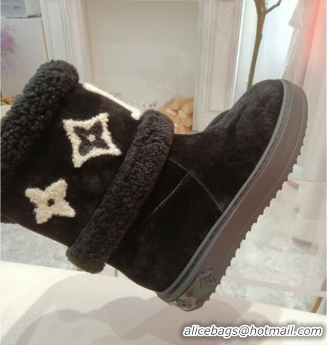 Super Quality Louis Vuitton Suede Wool Boots LVB2301 Black 2021 