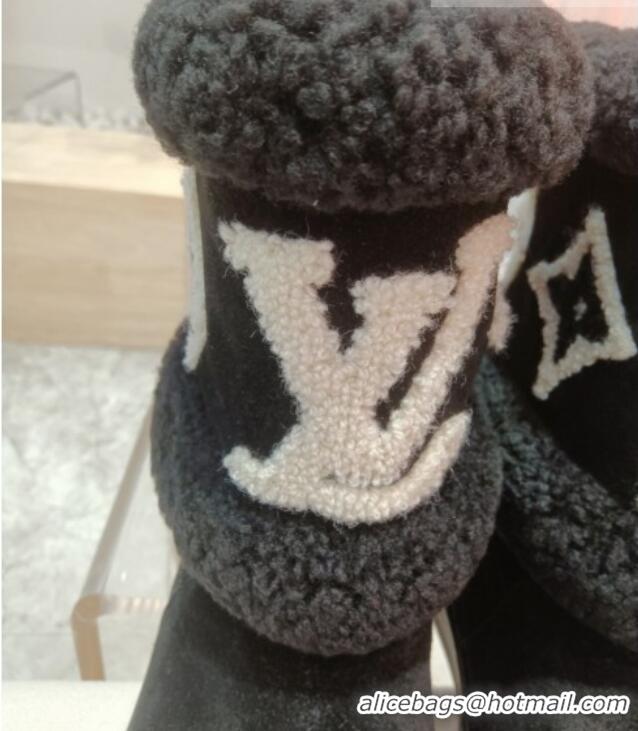 Super Quality Louis Vuitton Suede Wool Boots LVB2301 Black 2021 