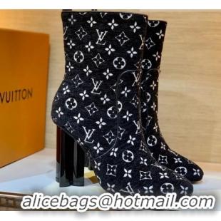 Low Cost Louis Vuitton Silhouette Monogram Velvet Ankle Boots 092755 Black 2021