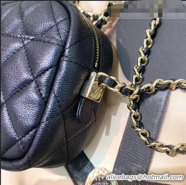 Top Quality Chanel Iridescent Quilted Grained Calfskin Camera Case Shoulder Bag A91796 Black