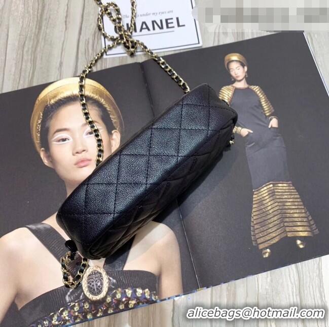 Top Quality Chanel Iridescent Quilted Grained Calfskin Camera Case Shoulder Bag A91796 Black