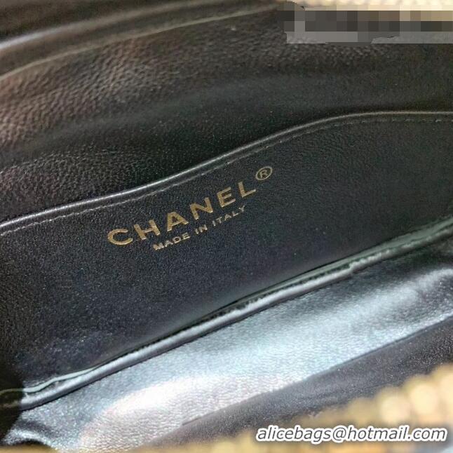 Top Quality Chanel Iridescent Quilted Grained Calfskin Camera Case Shoulder Bag A91796 Black