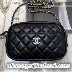 Grade Fashion Chanel Iridescent Quilted Smooth Leather Camera Case Shoulder Bag A91796 Black