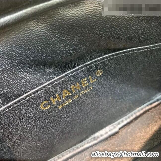 Grade Fashion Chanel Iridescent Quilted Smooth Leather Camera Case Shoulder Bag A91796 Black