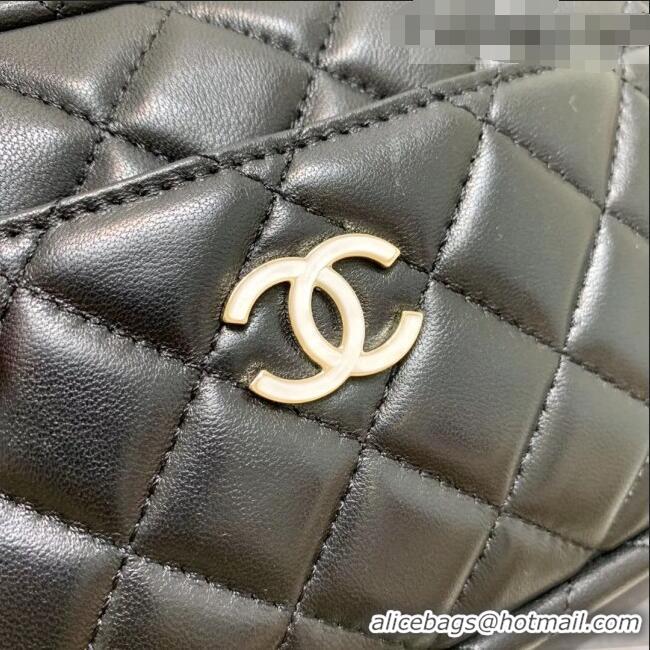 Grade Fashion Chanel Iridescent Quilted Smooth Leather Camera Case Shoulder Bag A91796 Black