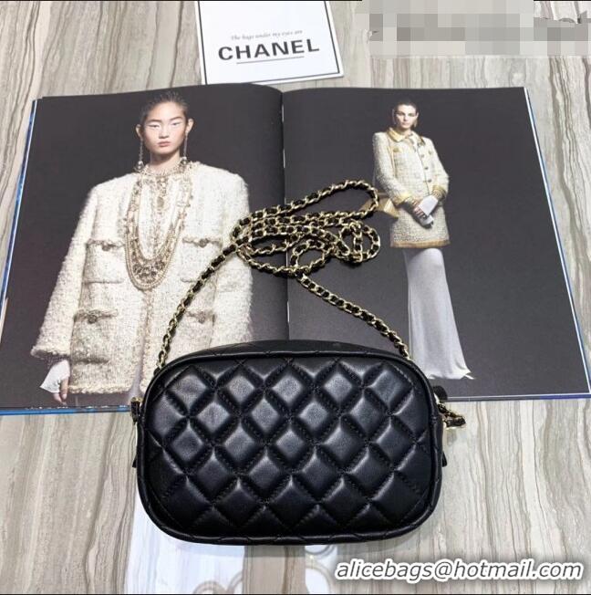 Grade Fashion Chanel Iridescent Quilted Smooth Leather Camera Case Shoulder Bag A91796 Black