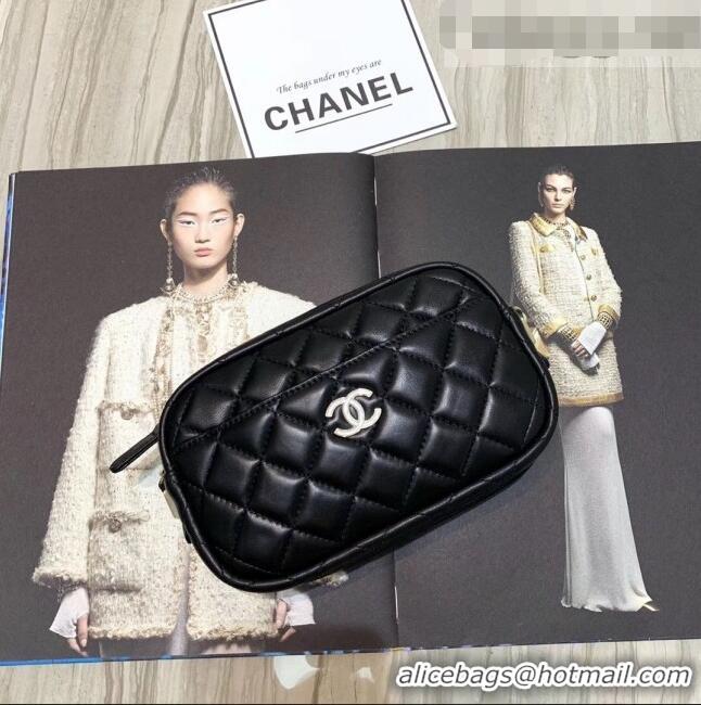 Grade Fashion Chanel Iridescent Quilted Smooth Leather Camera Case Shoulder Bag A91796 Black