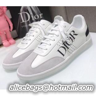 Luxury Cheap Dior Homme B01 Calfskin Suede Sneakers 070852 White