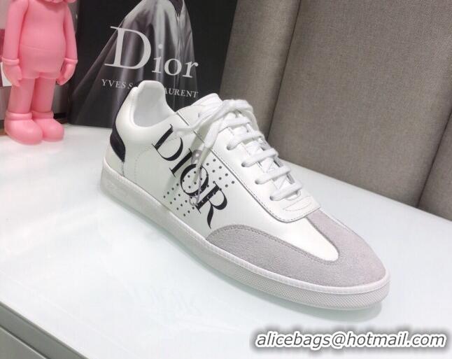 Luxury Cheap Dior Homme B01 Calfskin Suede Sneakers 070852 White