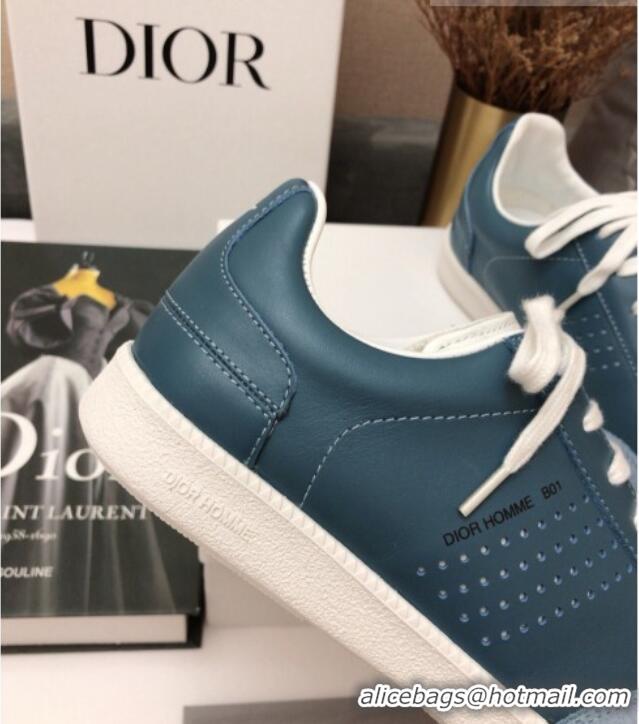 Top Quality Dior Homme B01 Calfskin Suede Sneakers 070854 Blue