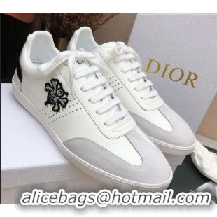 Most Popular Dior Homme B01 Calfskin Suede Sneakers 070857 White