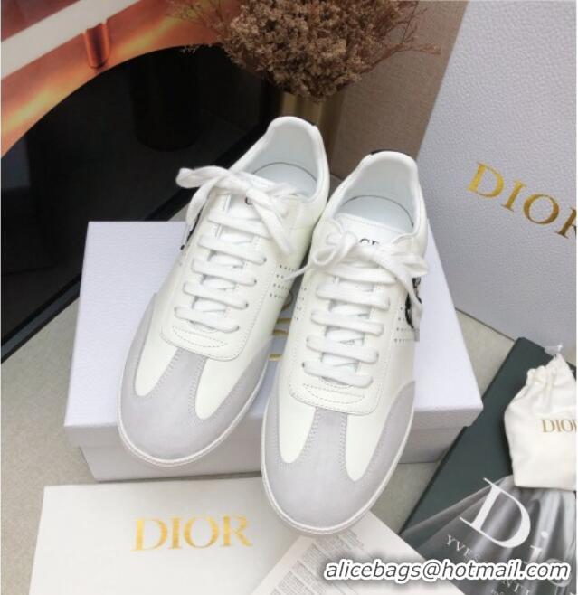 Most Popular Dior Homme B01 Calfskin Suede Sneakers 070857 White