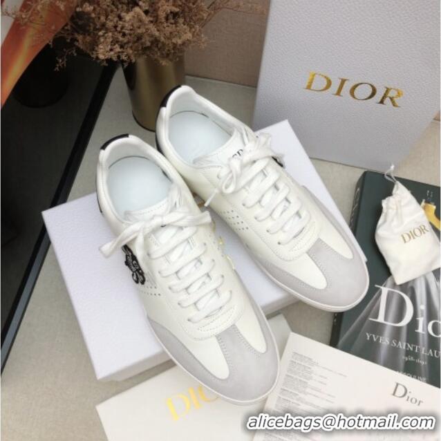 Most Popular Dior Homme B01 Calfskin Suede Sneakers 070857 White