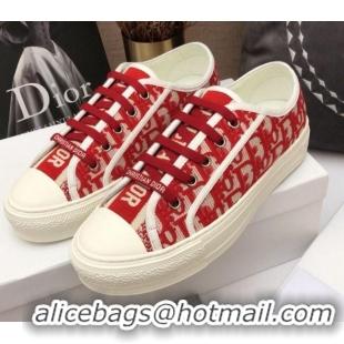 Grade Quality Dior Walk'n'Dior Sneakers in Red Oblique Embroidered Cotton 070859