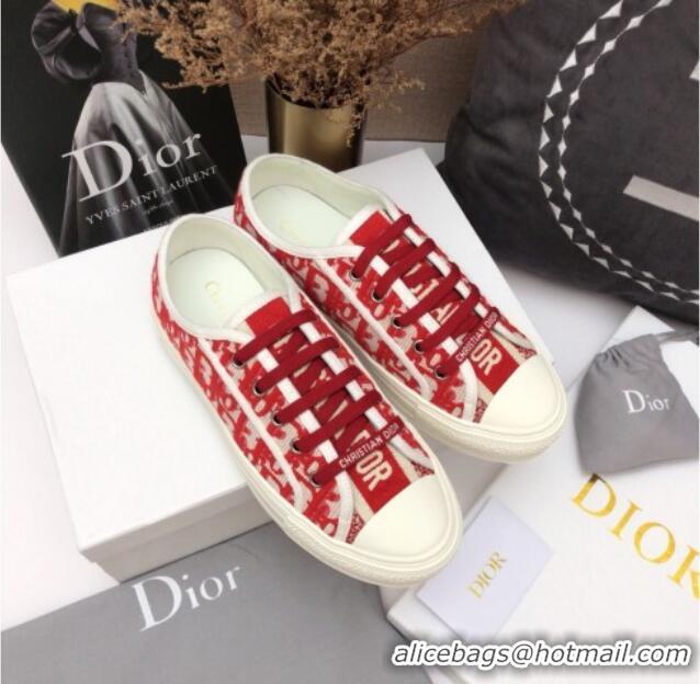 Grade Quality Dior Walk'n'Dior Sneakers in Red Oblique Embroidered Cotton 070859