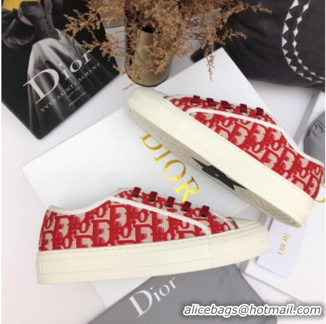 Grade Quality Dior Walk'n'Dior Sneakers in Red Oblique Embroidered Cotton 070859