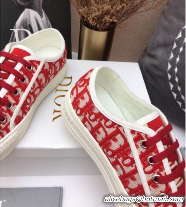 Grade Quality Dior Walk'n'Dior Sneakers in Red Oblique Embroidered Cotton 070859