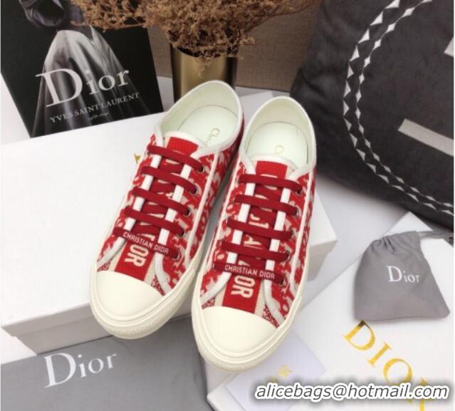 Grade Quality Dior Walk'n'Dior Sneakers in Red Oblique Embroidered Cotton 070859