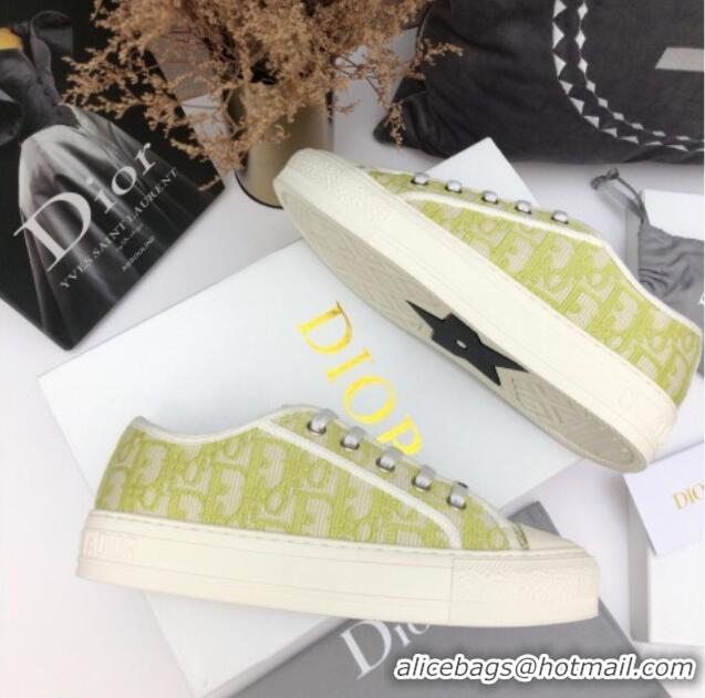 Best Grade Dior Walk'n'Dior Sneakers in Lime Green Oblique Embroidered Cotton 070860