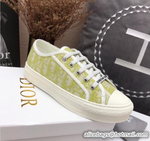 Best Grade Dior Walk'n'Dior Sneakers in Lime Green Oblique Embroidered Cotton 070860