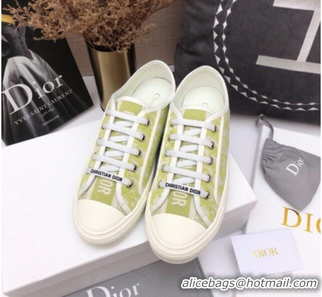 Best Grade Dior Walk'n'Dior Sneakers in Lime Green Oblique Embroidered Cotton 070860