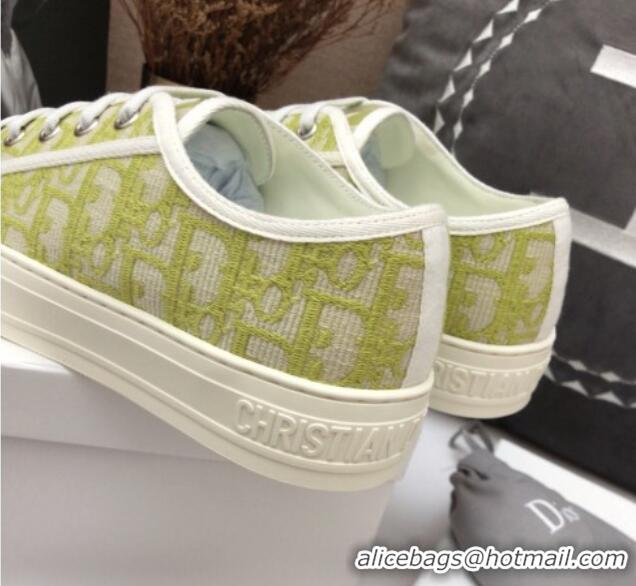 Best Grade Dior Walk'n'Dior Sneakers in Lime Green Oblique Embroidered Cotton 070860