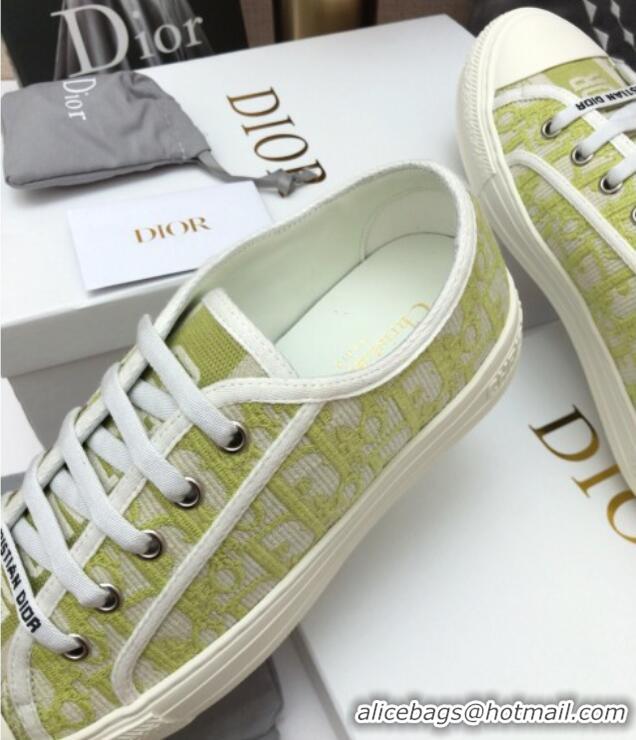 Best Grade Dior Walk'n'Dior Sneakers in Lime Green Oblique Embroidered Cotton 070860