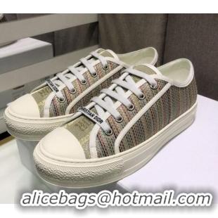 Low Price Dior Walk'n'Dior Sneakers in Multicolor Gold Metallic Thread Embroidered Cotton 070861