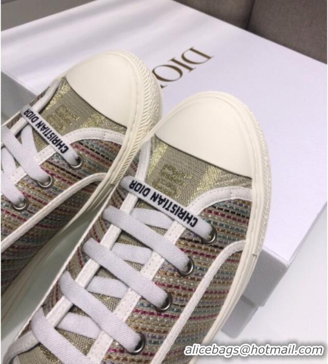 Low Price Dior Walk'n'Dior Sneakers in Multicolor Gold Metallic Thread Embroidered Cotton 070861