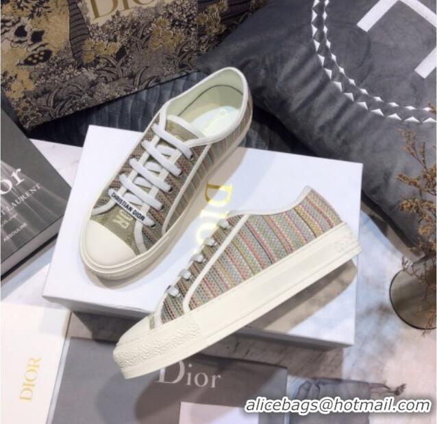 Low Price Dior Walk'n'Dior Sneakers in Multicolor Gold Metallic Thread Embroidered Cotton 070861