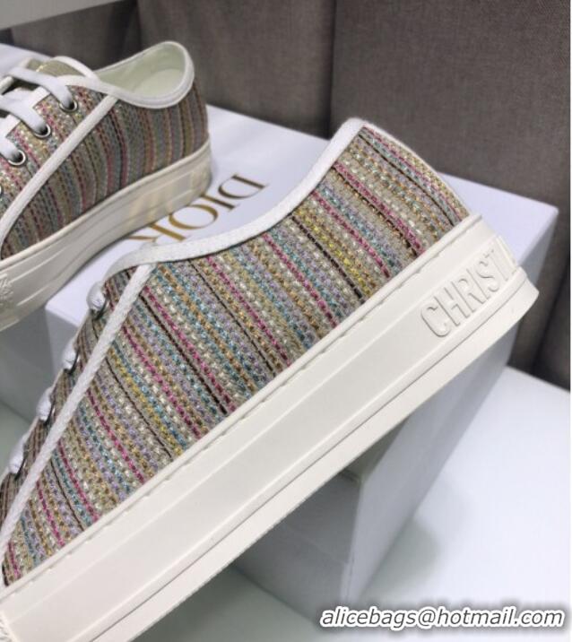 Low Price Dior Walk'n'Dior Sneakers in Multicolor Gold Metallic Thread Embroidered Cotton 070861