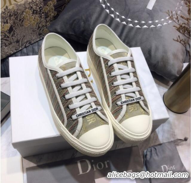 Low Price Dior Walk'n'Dior Sneakers in Multicolor Gold Metallic Thread Embroidered Cotton 070861