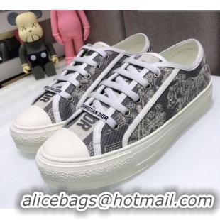 Popular Style Dior Walk'n'Dior Sneakers in Grey Toile de Jouy Reverse Embroidered Cotton 070863