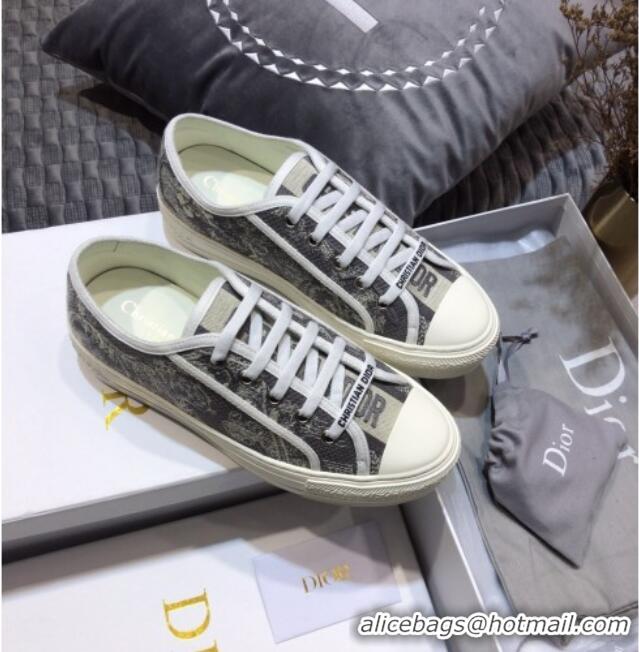 Popular Style Dior Walk'n'Dior Sneakers in Grey Toile de Jouy Reverse Embroidered Cotton 070863