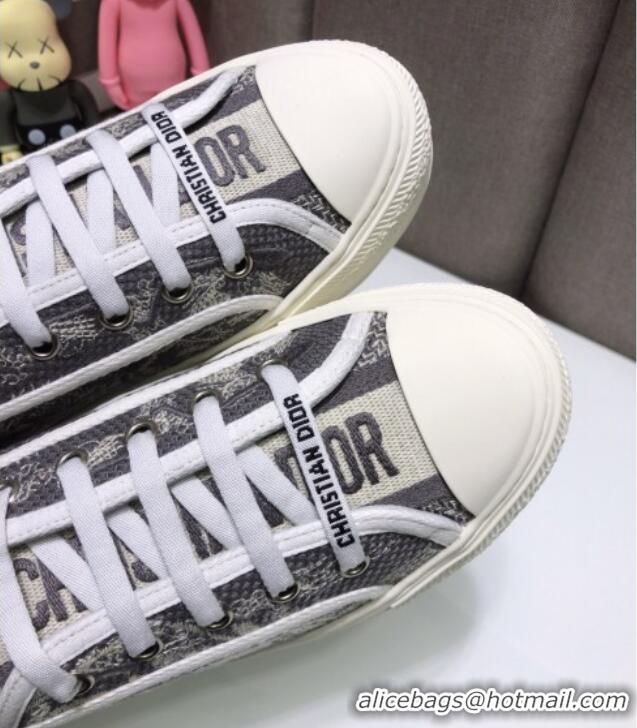 Popular Style Dior Walk'n'Dior Sneakers in Grey Toile de Jouy Reverse Embroidered Cotton 070863