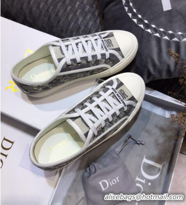 Popular Style Dior Walk'n'Dior Sneakers in Grey Toile de Jouy Reverse Embroidered Cotton 070863