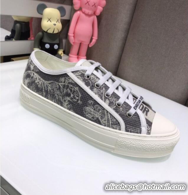 Popular Style Dior Walk'n'Dior Sneakers in Grey Toile de Jouy Reverse Embroidered Cotton 070863