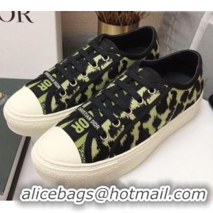 Super Dior Walk'n'Dior Sneakers in Lime Green Multicolor Mizza Embroidered Cotton 070867