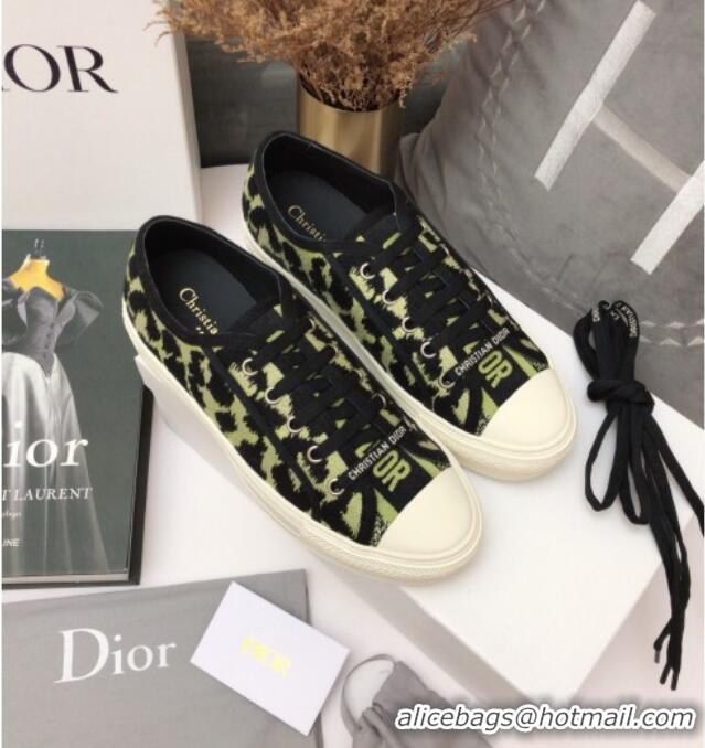 Super Dior Walk'n'Dior Sneakers in Lime Green Multicolor Mizza Embroidered Cotton 070867