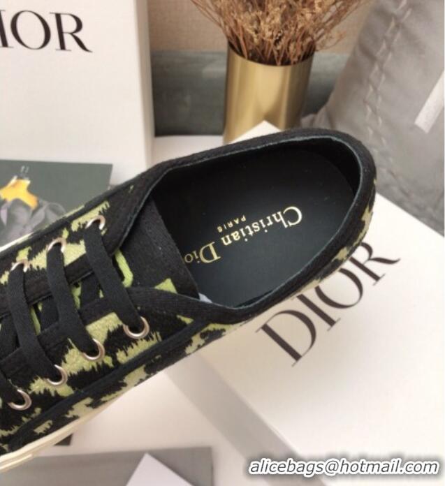 Super Dior Walk'n'Dior Sneakers in Lime Green Multicolor Mizza Embroidered Cotton 070867