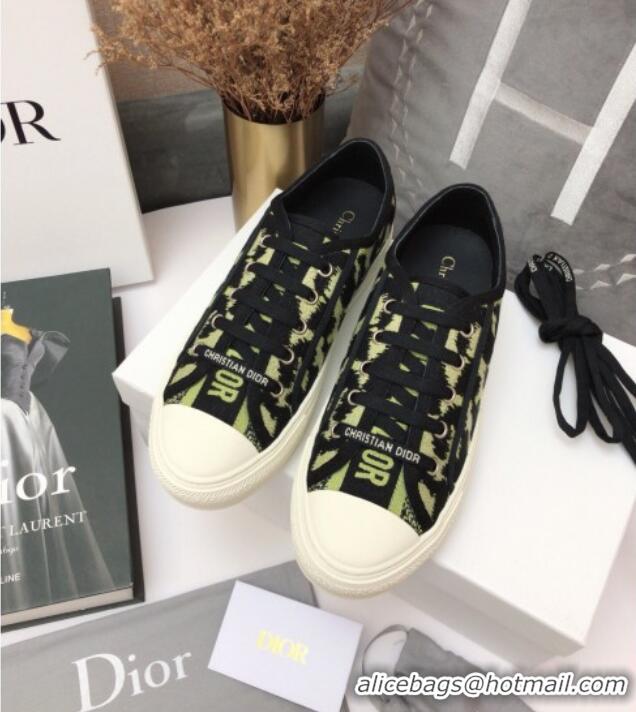 Super Dior Walk'n'Dior Sneakers in Lime Green Multicolor Mizza Embroidered Cotton 070867