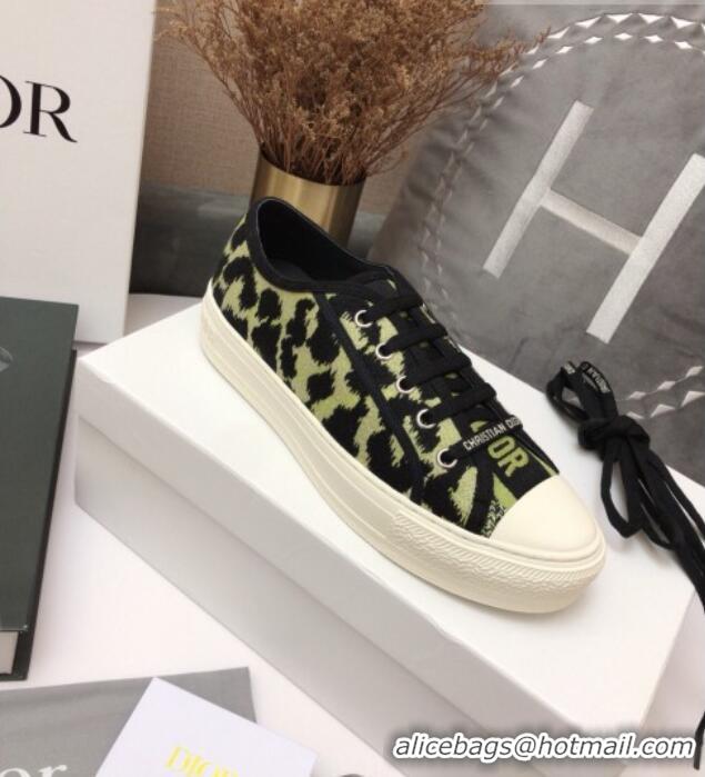 Super Dior Walk'n'Dior Sneakers in Lime Green Multicolor Mizza Embroidered Cotton 070867