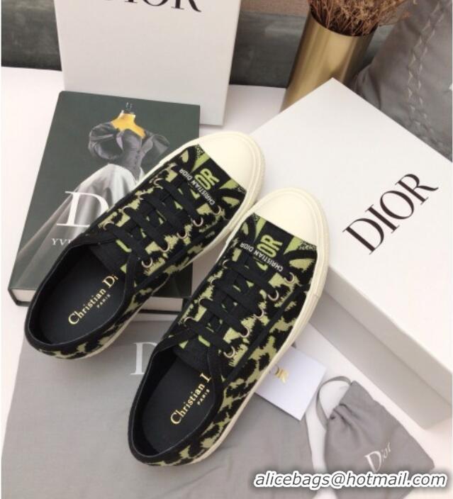 Super Dior Walk'n'Dior Sneakers in Lime Green Multicolor Mizza Embroidered Cotton 070867