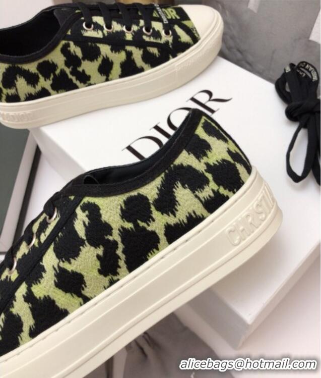 Super Dior Walk'n'Dior Sneakers in Lime Green Multicolor Mizza Embroidered Cotton 070867