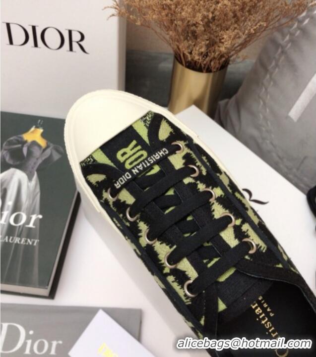 Super Dior Walk'n'Dior Sneakers in Lime Green Multicolor Mizza Embroidered Cotton 070867