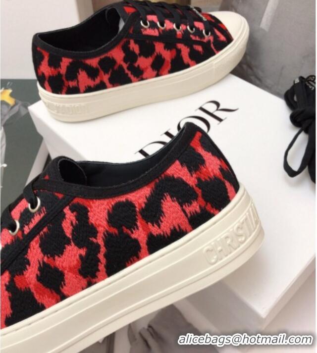 Good Looking Dior Walk'n'Dior Sneakers in Red Multicolor Mizza Embroidered Cotton 070866